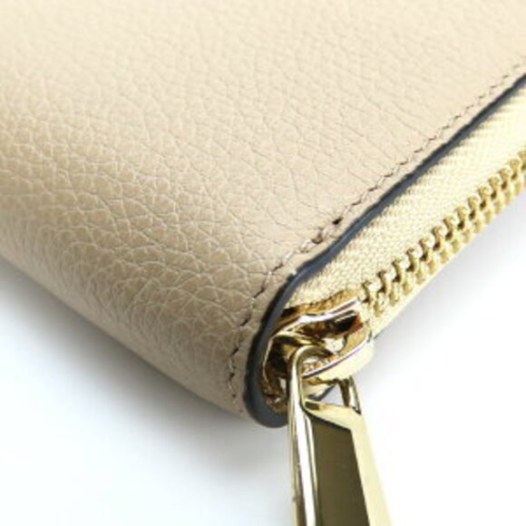 Furla bifold wallet beige leather studs compact round zipper - Picture 4 of 8